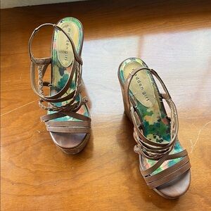 Madden Girl Elegant Brown Wedge Shoes with Strappy Design